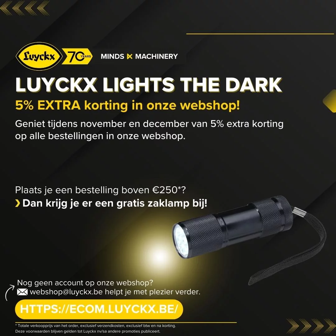 Luyckx lights the dark: 5% extra discount on our webshop + free flashlight*