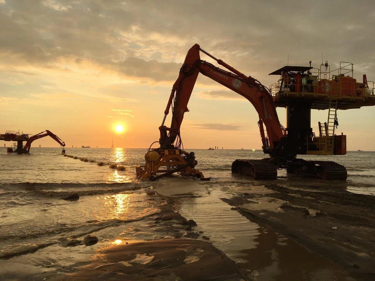 Starfish at work in gigantic wind mill park in Taiwan