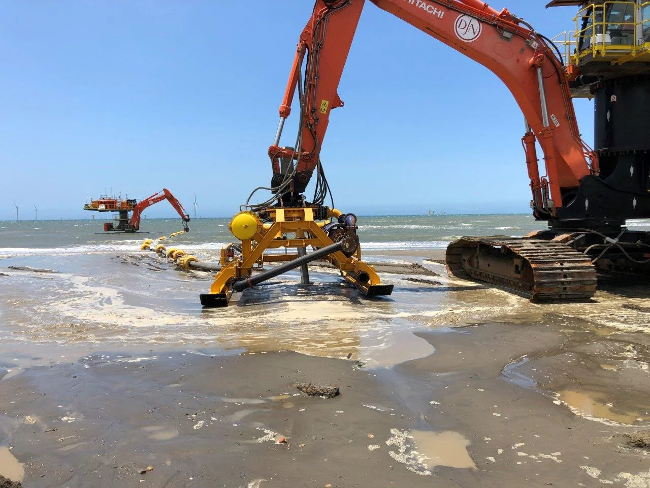 Starfish at work in gigantic wind mill park in Taiwan