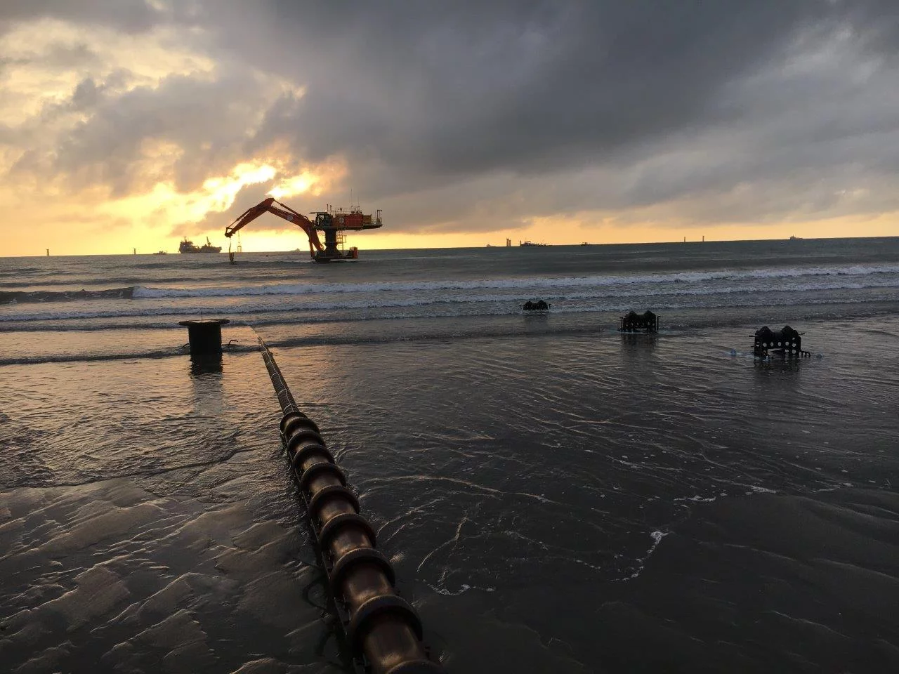 Starfish at work in gigantic wind mill park in Taiwan