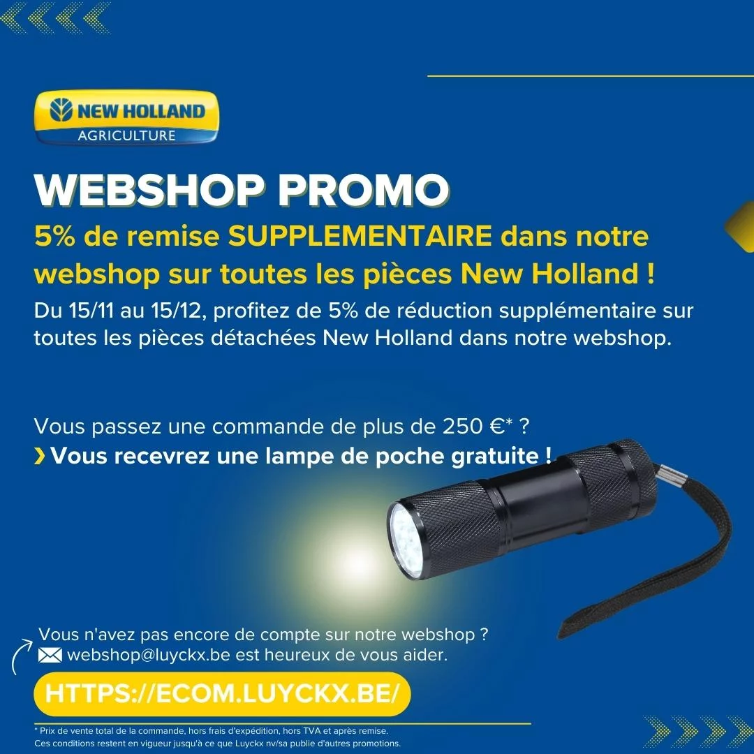 5% de remise supplémentaire sur les pièces New Holland dans la webshop