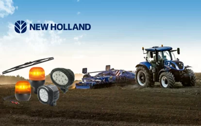 15% de réduction sur les balais d'essuie-glace et lampes LED New Holland d'origine.