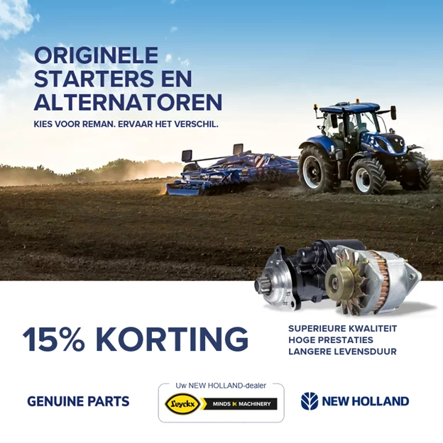 15% de réduction sur les démarreurs et alternateurs New Holland.