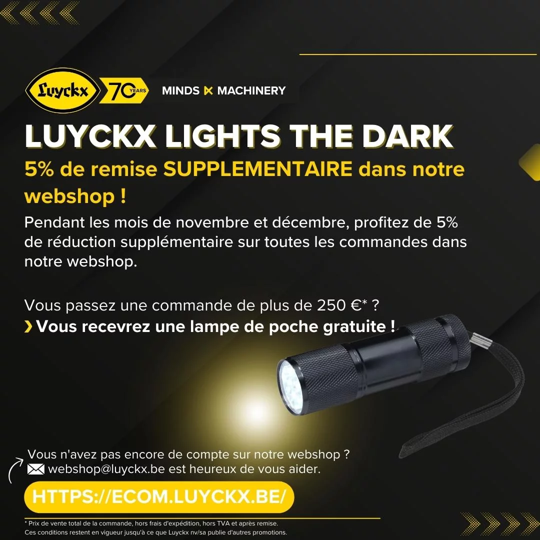 Luyckx lights the dark : 5% de réduction supplémentaire sur notre webshop + lampe de poche gratuite*