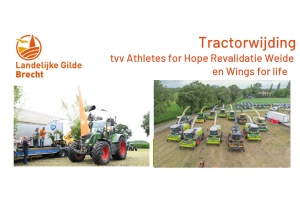 Bénédiction des tracteurs par la Landelijke Gilde Brecht au profit d'Athletes for Hope Revalidatie Weide et Wings for life