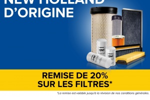 ​BÉNÉFICIEZ D'UNE REMISE DE 20 % SUR LES FILTRES NEW HOLLAND D'ORIGINE