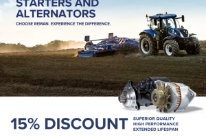 15% de réduction sur les démarreurs et alternateurs New Holland.